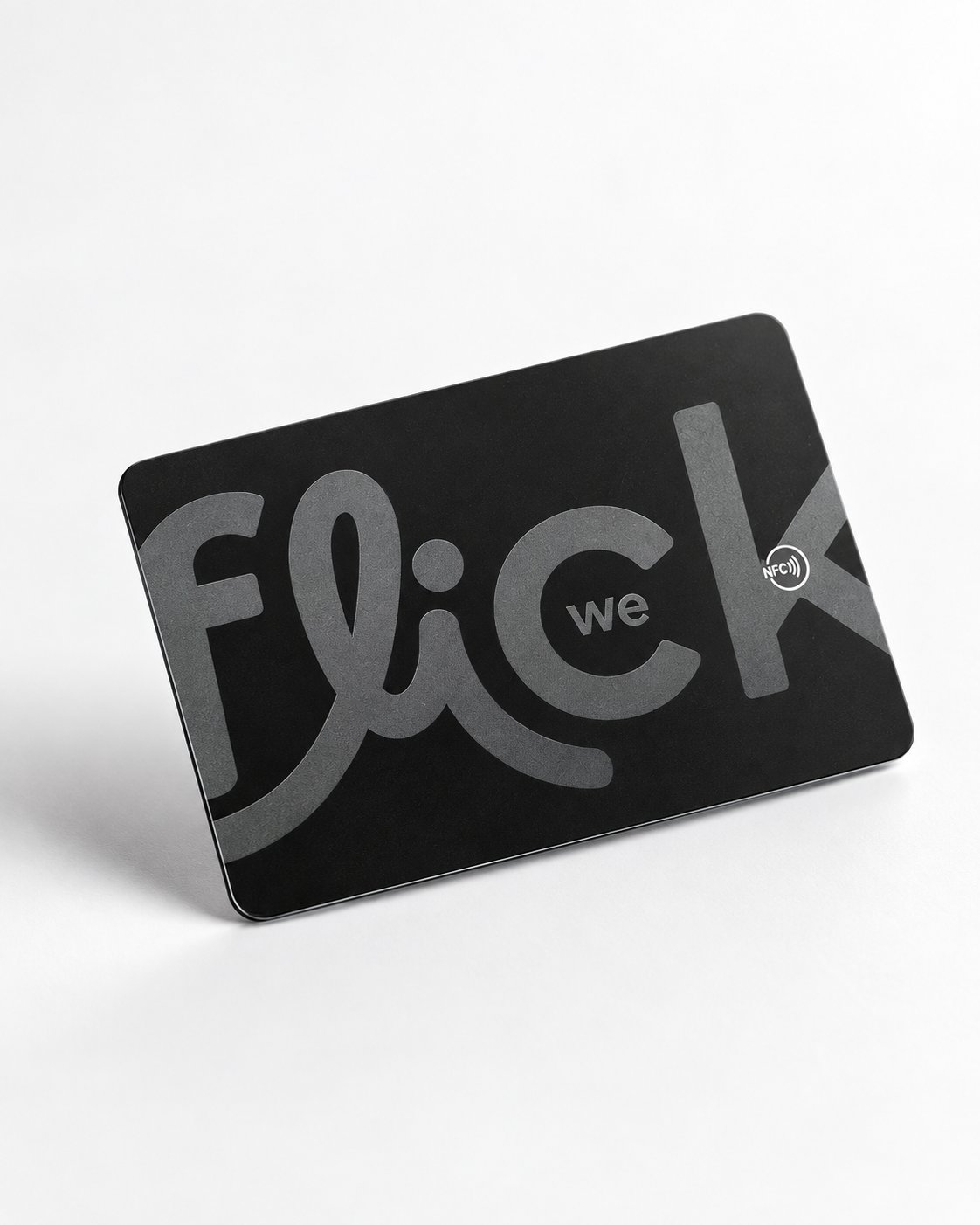 Tarjeta We Flick Business Card negra, vista frontal