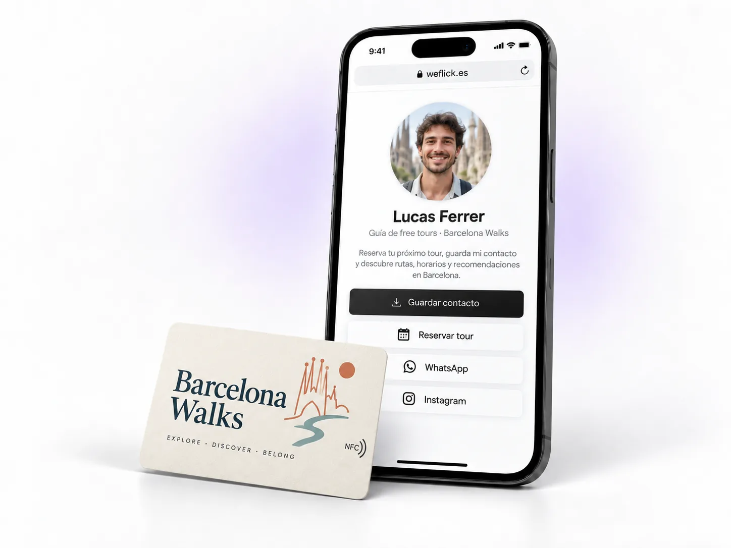 Guía de free tour — Business Card We Flick personalizada y perfil digital